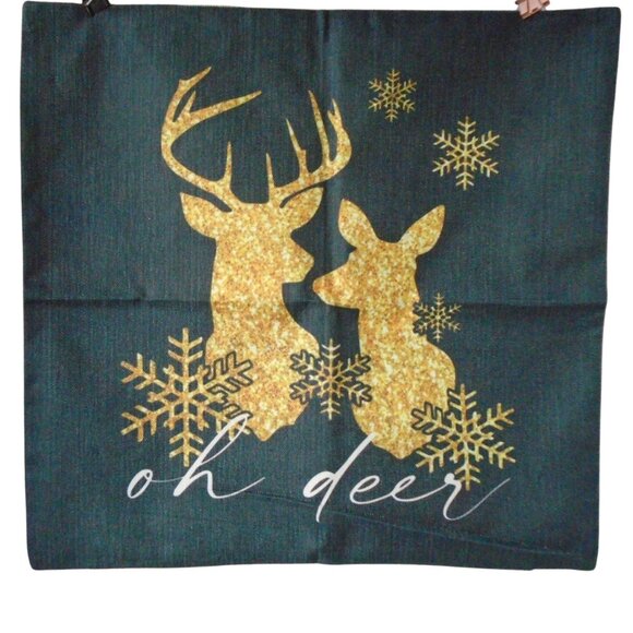 Christmas Holiday Black and Gold pillow Covers 20x19 inches Set of 3 one-sided - Picture 1 of 7